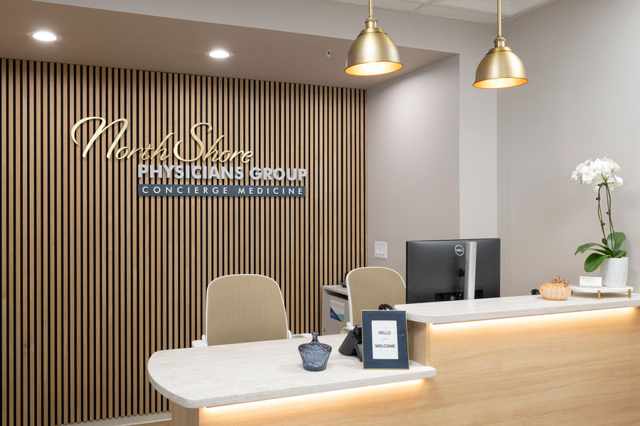  North Shore Physicians Group Reception Desk Logo-Signage Design and Production