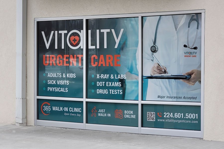 Vitality Urgent Care Side Window Graphics Design